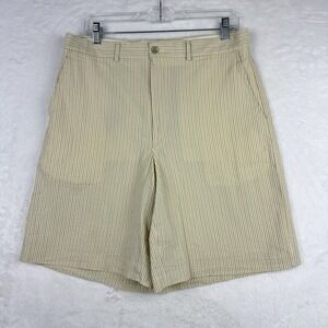 Charleston Khakis Mens Seersucker Striped  Preppy Shorts Yellow Size 32